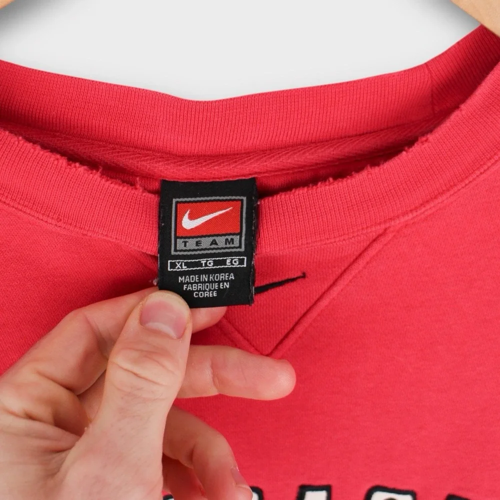 Vintage Nike Team Nebraska Huskers Red Crewneck Sweatshirt XL Center Swoosh‎